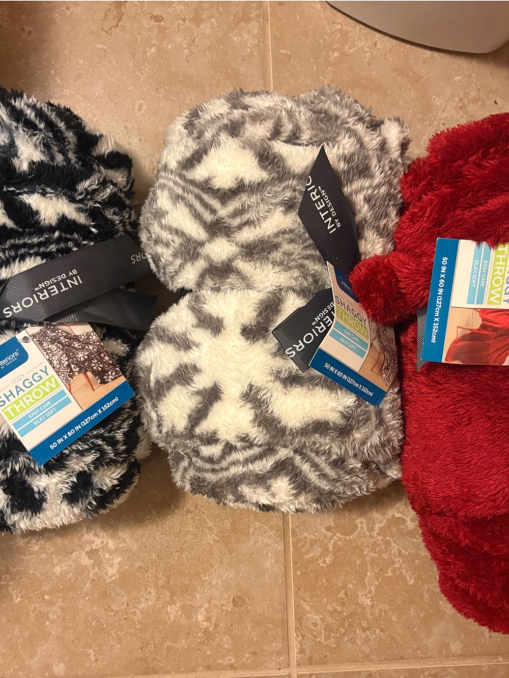 Interiors Plush Shaggy Throw Blanket – Gray & White